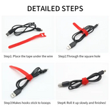 10–1000PCS Nylon T-Type Hook & Loop Cable Ties 12x200mm Reusable Adjustable Wire Organizers