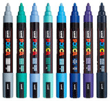Uni Posca PC-5M 1.8-2.5mm Medium Bullet Cool Colour Markers Set of 8