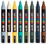 Uni Posca PC-5M 1.8-2.5mm Medium Bullet Earth Colour Markers Set of 8