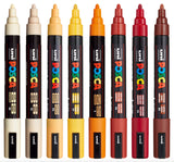 Uni Posca PC-5M 1.8-2.5mm Medium Bullet Warm Colour Markers Set of 8