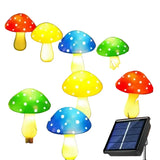 12-Pack RGB Solar Mushroom Garden Stake Lights with 8 Lighting Modes