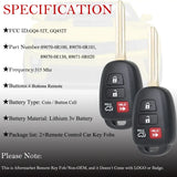 2-Pack Remote Key Fobs H Chip for Toyota RAV4, Highlander & Sequoia (2013–2019)