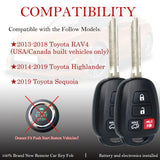 2-Pack Remote Key Fobs H Chip for Toyota RAV4, Highlander & Sequoia (2013–2019)