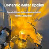 Dynamic Rotating Water Ripple Projector Night Light - 3/16 Color Flame Crystal Lamp for Bedroom, Living Room, and Study