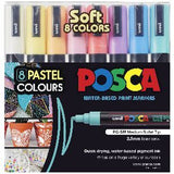Uni Posca PC-5M 1.8-2.5mm Soft Colours Markers Set of 8