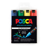 Uni Posca PC-7M 4.5-5.5mm Green/Yellow/Red/Blue Markers Set of 4