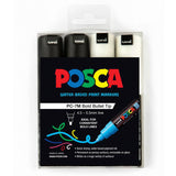 Uni Posca PC-7M 4.5-5.5mm Black/White Markers Set of 4