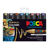 Uni Posca PC-8K 8.0mm Bold Chisel Tips Metallic Markers Set of 8