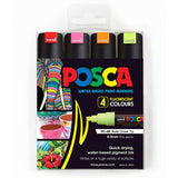 Uni Posca PC-8K 8.0mm Bold Chisel Tip Fluoro Markers Set of 4