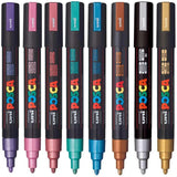 Uni Posca PC-5M 1.8-2.5mm Medium Bullet Tip Metallic Markers Set Of 8