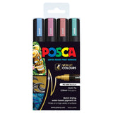 Uni Posca PC-5M 1.8-2.5mm Medium Bullet Tip Metallic Markers Set Of 4