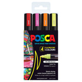 Uni Posca PC-5M 1.8-2.5mm Medium Bullet Tip Fluoro Colours Markers Set of 4