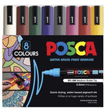 Uni Posca PC-5M 1.8-2.5mm Medium Bullet Tip Dark Colours Markers Set Of 8