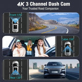 3-Lens Car Camera – Front/Inside/Rear 4K DVR (different models available)