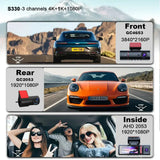 3-Lens Car Camera – Front/Inside/Rear 4K DVR (different models available)