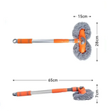 3-Section Telescopic Car Wash Mop with Double Brush Head