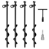 Screw-In Ground Anchors with Swing Adapter & Cross Handle (Pack of 4)