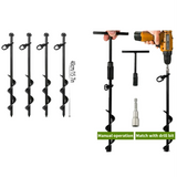 Screw-In Ground Anchors with Swing Adapter & Cross Handle (Pack of 4)