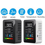 5-in-1 Digital Air Quality Monitor – CO2, HCHO, TVOC, Humidity & Temperature Tester