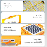 Solar Rechargeable Flood Light 10000mAh IP66 Waterproof Portable Camping & Emergency Light