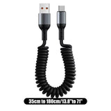 Revolutionary Spiral Stretchable USB-C Data Cable: Fast Charging and Versatile Length for All Type-C Devices