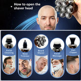 7 Head Electric Shaver for Men - Advanced 7D Floating Cutter, IPX5 Waterproof, USB Wireless Charging, and Multi-Grooming Kit