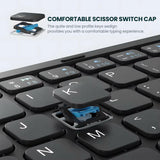 Portable Quadruple Folding Wireless Bluetooth Keyboard with Integrated Touchpad for Tablets and Smartphones across Windows, Android, and iOS Platforms