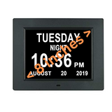 8" Digital Calendar Day Clock - for Dementia and Alzheimer’s Patients (Black)