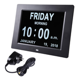 8" Digital Calendar Day Clock - for Dementia and Alzheimer’s Patients (Black)