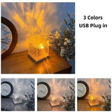 Dynamic Rotating Water Ripple Projector Night Light - 3/16 Color Flame Crystal Lamp for Bedroom, Living Room, and Study