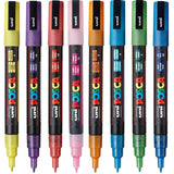 Uni Posca PC-3M 0.9-1.3mm Fine Tip Glitter Markers Set of 8