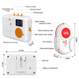 Wireless Caregiver Pager with 2 SOS Buttons (Up to 300mtrs range)