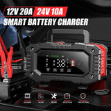 FOXSUR 20A/10A Smart Battery Charger for Car / Motorcycle