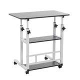 Adjustable Folding Desk with Storage Shelf & Wheels (Black & White)