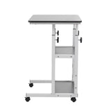 Adjustable Folding Desk with Storage Shelf & Wheels (Black & White)