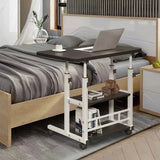 Adjustable Folding Desk with Storage Shelf & Wheels (Black & White)