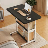 Adjustable Folding Desk with Storage Shelf & Wheels (Black & White)