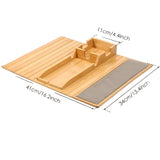 Foldable Bamboo Sofa Armrest Tray with Cup Holder