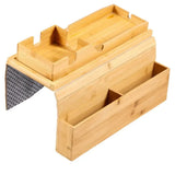 Foldable Bamboo Sofa Armrest Tray with Cup Holder
