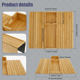 Foldable Bamboo Sofa Armrest Tray with Cup Holder