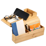 Foldable Bamboo Sofa Armrest Tray with Cup Holder