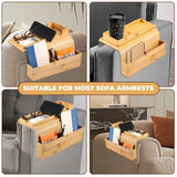 Foldable Bamboo Sofa Armrest Tray with Cup Holder
