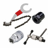 Bicycle Repair Tool Set with Chain Breaker, Spoke Wrench, Bottom Bracket & Freewheel Removal Tools
