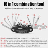 16-in-1 Bicycle Repair Kit with Mini Pump