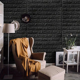 Black Brick Pattern Self-Adhesive Wallpaper (40 Pcs)