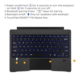 Bluetooth Backlit Keyboard with Touchpad for Microsoft Surface Pro 3–11, Pro X & Pro 7+