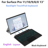 Bluetooth Backlit Keyboard with Touchpad for Microsoft Surface Pro 8, 9, 10, 11 & Pro X