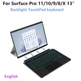 Bluetooth Backlit Keyboard with Touchpad for Microsoft Surface Pro 8, 9, 10, 11 & Pro X