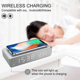 Wireless Charging Dock Station with Time Alarm Clock, LED Digital Thermometer, and Fast Charging for iPhone and Samsung Earphones