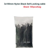 100PCS Colourful Nylon Cable Ties 3x100mm Self-Locking